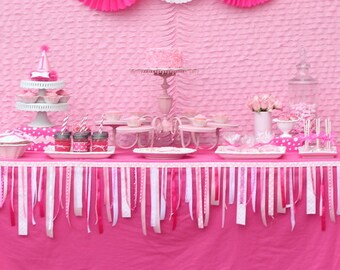 Pink Party, Ribbon Garland, Pink Baby Shower, Zebra Party, It's a Girl, Baby Revealing Party, Pink Decorations, Pink Birthday Party, Pink