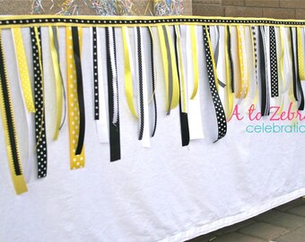 Bumble Bee Ribbon Garland, Bee Party, Baby Shower, Baby Revealing Party, Spring Party, Ready to ship