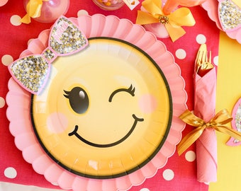 Emoji Party, Pink Polka Dots, Table Runner, Emoji Birthday Party, Emoji Decor, Emoji Table, Pink Party, Table Decorations, Girl Birthday