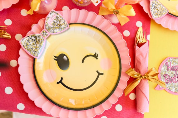 Emoji Party, Pink Polka Dots, Table Runner, Emoji Birthday Party, Emoji Decor, Emoji Table, Pink Party, Table Decorations, Girl Birthday Il_570xn
