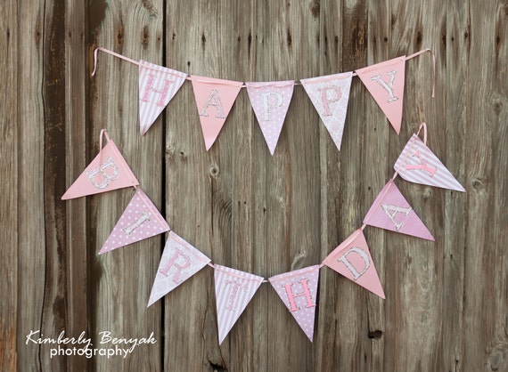 Pink Happy Birthday Banner - Cowgirl, Pretty in Pink, Sweet Shoppe, Party Shoppe, Pinkalicious, Pretty in Pink, Vintage Circus Il_570xn