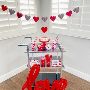 Hearts Garland, Hearts Party Banner, Wedding Banner, Hearts, Wedding Garland, Red Glitter Hearts, Ready to ship, Party Banners, Valentine's, image 2