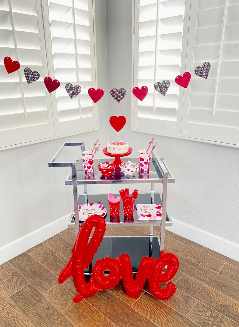 Hearts Garland, Hearts Party Banner, Wedding Banner, Hearts, Wedding Garland, Red Glitter Hearts, Ready to ship, Party Banners, Valentine's, image 2