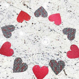 Hearts Garland, Hearts Party Banner, Wedding Banner, Hearts, Wedding Garland, Red Glitter Hearts, Ready to ship, Party Banners, Valentine's, image 1