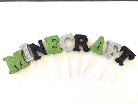 Mine-craft Inspired Party, Mine-craft Letters, Mine Decorations, Mine-craft Birthday, Glitter Letters, Mine-craft Party Theme, Mine Inspired Il_570xn