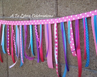 Ribbon Garland, Ribbons, Ribbon Banner, Ribbon Garland for high chair, Ribbon Garland for Mantle, Ribbon Banner, Ribbon Skirt, Cupcake Party