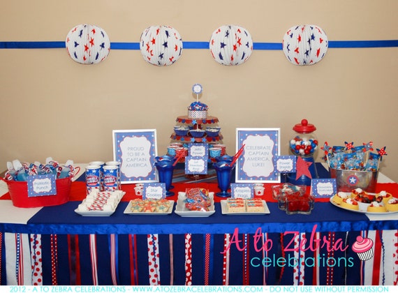 Captain America Party, Spiderman Party, 4th of July party, Super Hero Party, Lego Party, Ready to ship Il_570xn