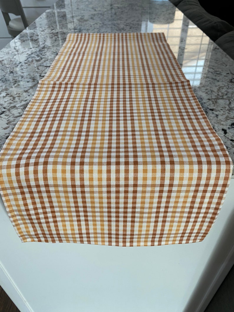 Coureur de table dautomne, linge de maison Gingham, chemins de table, table dautomne, décor dautomne, linge de table, tissu Gingham, petite citrouille, décor de table, automne image 7