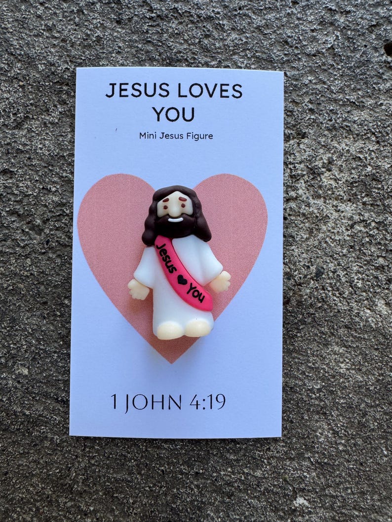 Gift Unisex Mini Jesus Loves You Figure Christian Office Gift Religious ...