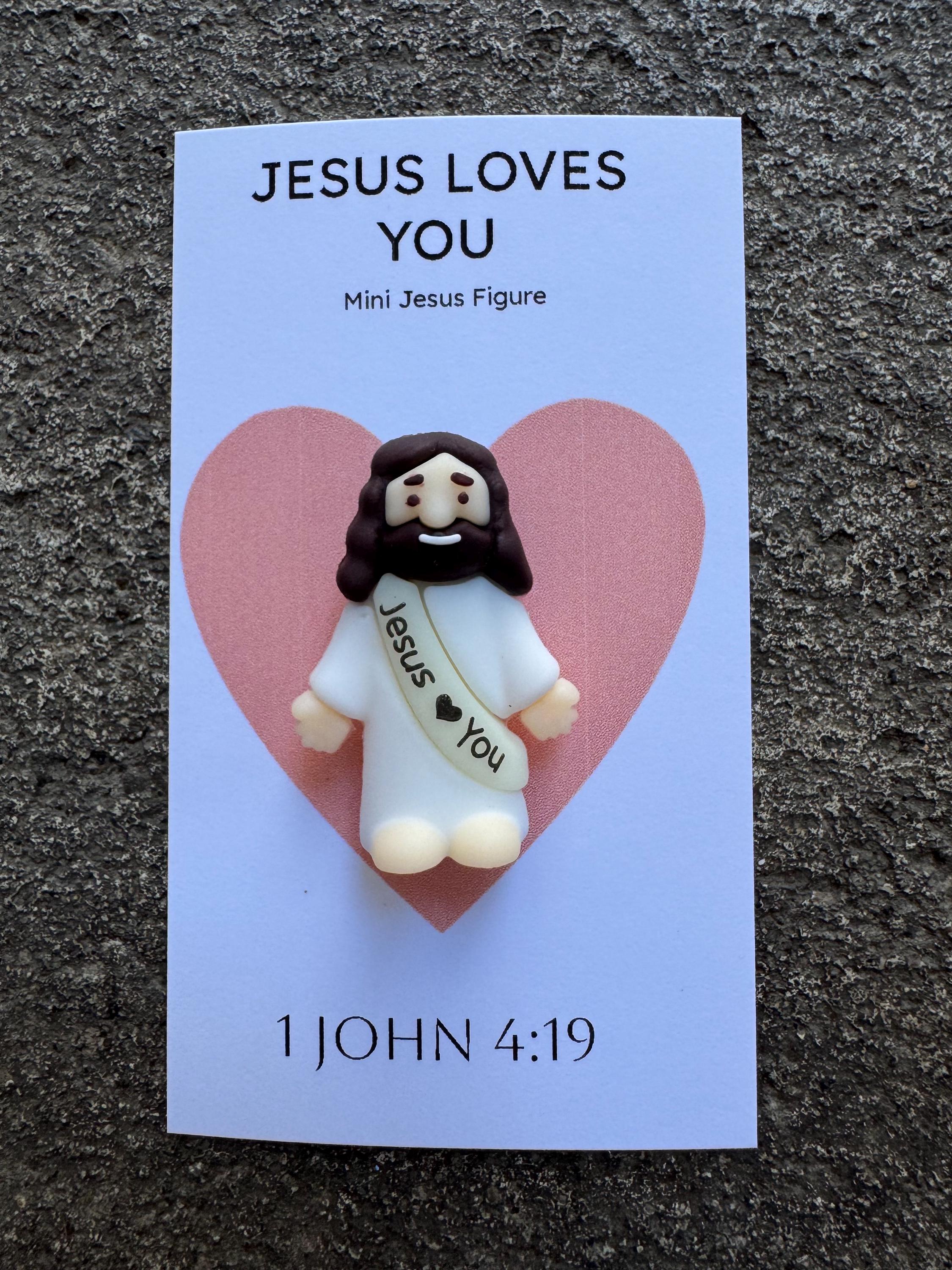 Gift Unisex Mini Jesus Loves You Figure Christian Office Gift Religious ...