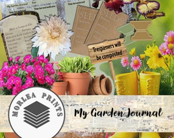 Garden Journal, Garden Planner, Garden Junk Journal, Scrapbook Flowers, Seeds, Herb Envelope, Save Seeds, Download Printable Junk Journal,