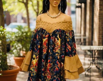 Auténtico vestido Kaba de Camerún, prenda tradicional africana bordada. Nota: El sombrero no está incluido.