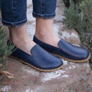 Handmade Barefoot Shoes, Grounding Shoes Women Earthing, Blue Leather Shoes Women, Genuin Leather Shoes, Crazy New Blue, Minimalist Shoes