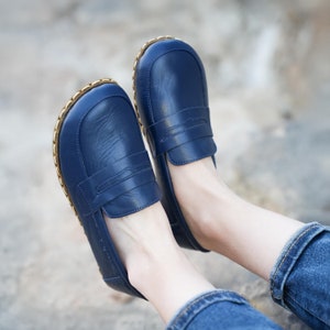 Barefoot Shoes Women, Earthing Shoes, Wide Toe Box Shoes, Leather Women&#39;s Shoes, Blue Shoes, Handmade  Leatherful Barefoot, Minimalist Shoes