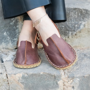 Dark Brown Sustainable Barefoot Sandals, Wide Sandals For Women, Copper Grounding Minimalist Shoe, Barefoot LeatherSandals, Hippie Vintage