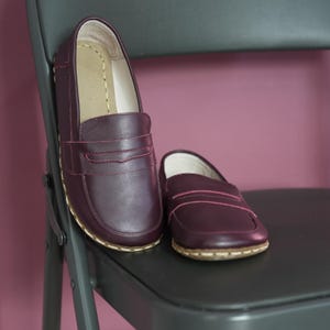 Men&#39;s Earthing Shoe, Barefoot Shoe Men, Leather Grounding Shoe, Wide Toe Box Footwear, Barefoot Wider Shoes, Burgundy Men Shoes