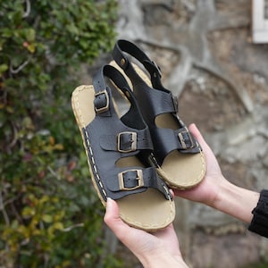 Womens Barefoot Sandals, Minimalist Shoes, Barefoot Leather Black Sandals, Wide Sandals For Women, Mother&#39;s Day Gift