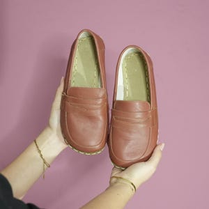 Men&#39;s Handmade Barefoot Brown Oxford Shoes - Zero Drop Sole Leather Daily Comfy Shoes - Wide Toe Box Grounding Shoes, Earthing Men Shoes