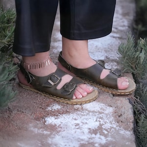 Wide Leather Barefoot Sandals: Copper Grounding, Hippie Vintage