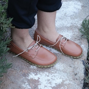 NEW Style Barefoot Women&#39;s Shoes With Grounding, Handmade Leather Barefoot Shoes, Earth Shoe Barefoot, All Leather Shoes, Lace Up Women Shoe