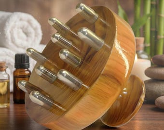 Aurealí Straight Knob Kansa Hair Scalp Massager – Healthy Scalp & Stress Relief Tool