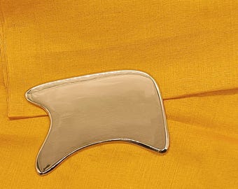 Kansa R-shaped Gua Sha Tool for Face Massage, Ayurvedic, Lifting, Sculpting & Glowing Skin