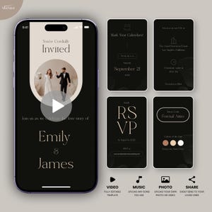 Wedding Video Invitation, Animated Wedding Invitation with RSVP, Details & Program, Add Your Own Photo and Music, Canva Template, L03