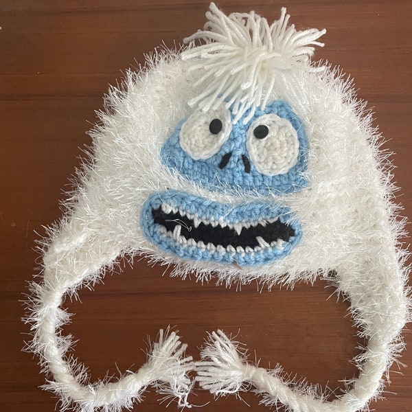 Bumble the Abominable Snowman Crochet Hat with earflaps and braids from Rudolph the Rednosed Reindeer and Yukon Cornelius