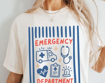 Comfort Colors Emergency Department Shirt, ER Registered Nurse Gift Tee, Emergency Room Staff Graphic Funny TShirt, ED Tech Appreciation Top