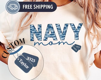 Personalized Navy Mom T-Shirt: Proud Military Family Gift