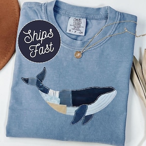 Marine Biologist Faux Patchwork Shirt, Marine Biology Sweater, Whale Printed Pattern Tshirt, Ocean Lover Tee