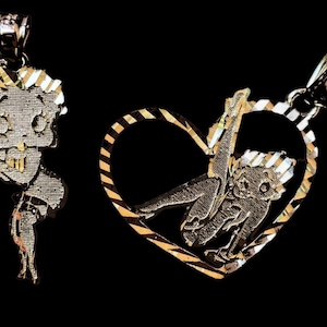 14k solid gold character  | betty boop pendants   | betty boo jewelry
