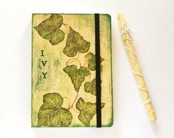 RESERVED for Elisa - {Elily80} Country journal with decoupage of Ivy leaves and elastic closure