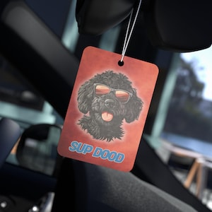 Zwarte goldendoodle zwarte poedel Cavapoo Cockapoo hond auto luchtverfrisser | Autodecor met geur