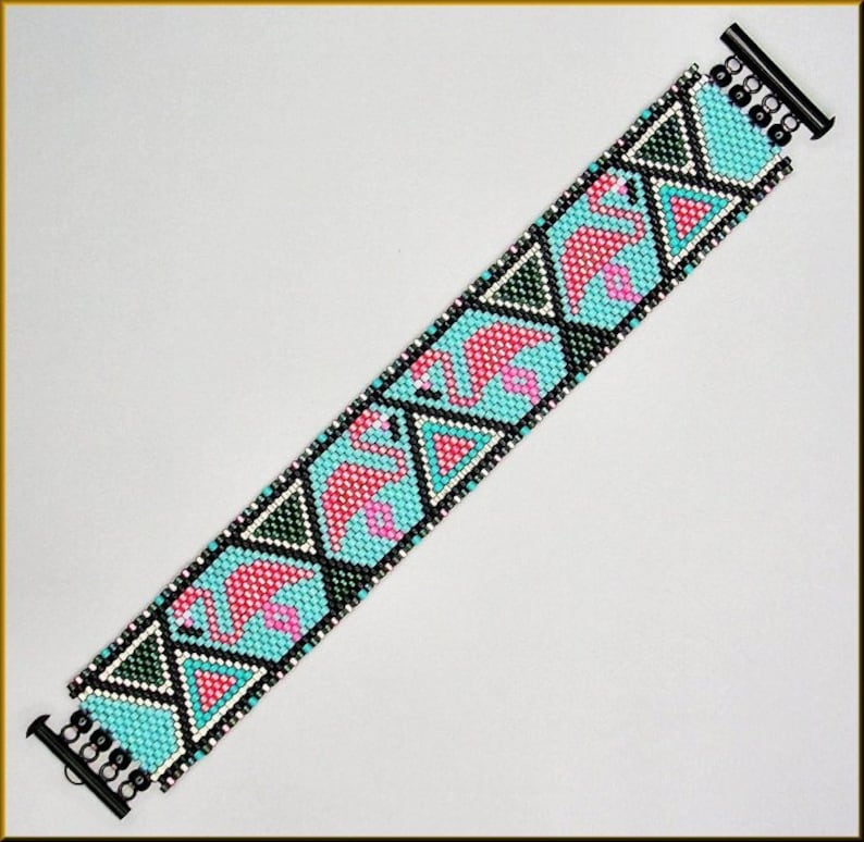 Flamingo Triangle III Peyote Bracelet Pattern by Kristy Zgoda