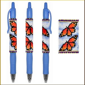 Monarch Sky  Pilot G2 Pen Cover Pattern by Kristy Zgoda