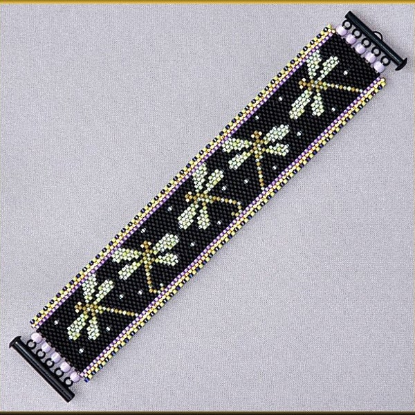Dragonfly Sparkle Even-Count Peyote Bracelet Pattern par Kristy Zgoda