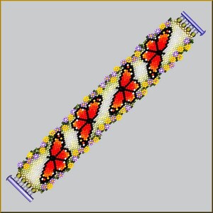 Monarch Spring Flowers Peyote Bracelet Pattern by Kristy Zgoda