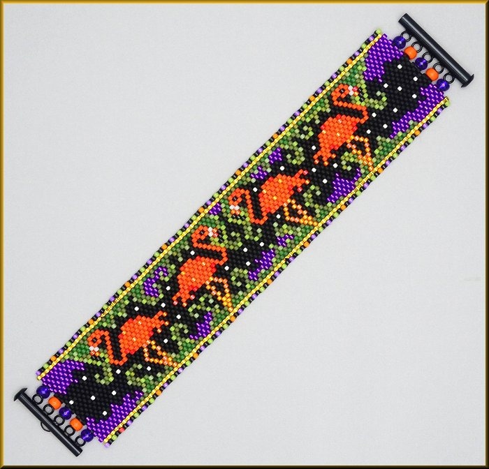 Flamingo Triangle III Peyote Bracelet Pattern by Kristy Zgoda