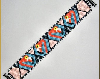 Off With Their Heads! Flamingo Peyote Bracelet Pattern