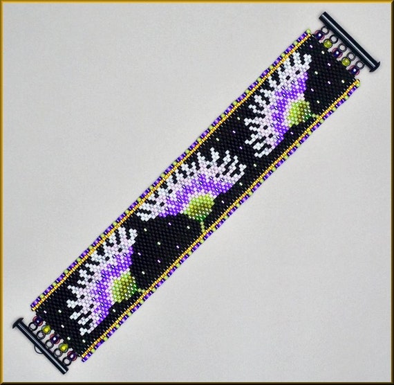 Moonlight Wildflowers Peyote Bracelet Pattern by Kristy Zgoda | Etsy