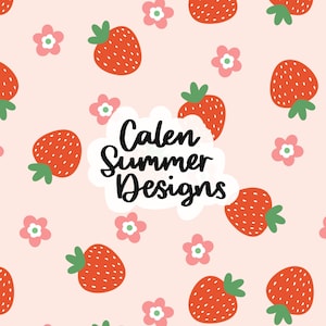 Strawberries and Daisies Seamless Pattern File for Commercial Use, Spring Summer Seamless Strawberry, Summer Fruit Pattern