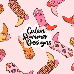 Groovy Cowgirl Boots Seamless Pattern File for Commercial Use, Western Seamless, Retro Western Digital Paper