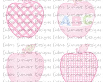 Watercolor Pink Apples Clipart Set, Gingham Apple, Apples Png, Back to School Clipart, Apple Sublimation, Classroom Clipart, Teacher Clipart
