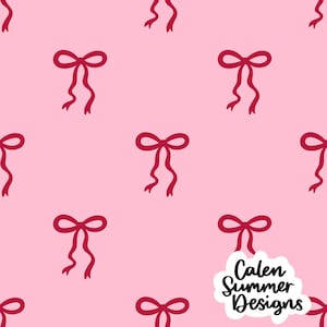 Valentine’s Day Bows Seamless Pattern File for Commercial Use, Coquette Valentines Seamless, Valentines Digital Paper