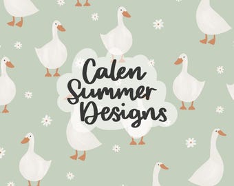 Spring Geese Seamless Pattern File for Commercial Use, Duck Seamless, Minimal Spring Pattern, Spring Fabric Print