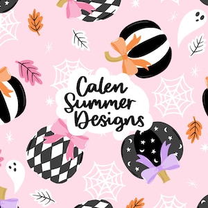 Halloween Pumpkin Bows Seamless, Coquette Halloween Bows Seamless, Trick or Treat, Girl Halloween, Black and White Harlequin Pumpkin