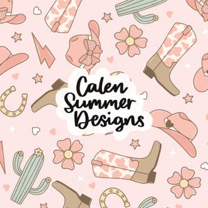 Cactus Cowgirl Seamless Pattern Set of 2 for Commercial Use, Western Seamless, Country Girl Pattern, Pink Cowgirl, Coquette Cowgirl