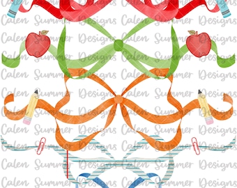 Watercolor School Bow Clipart Set, School Ribbon Png, Back to School Clipart, School Clipart Graphics, Classroom Clipart, Teacher Clipart
