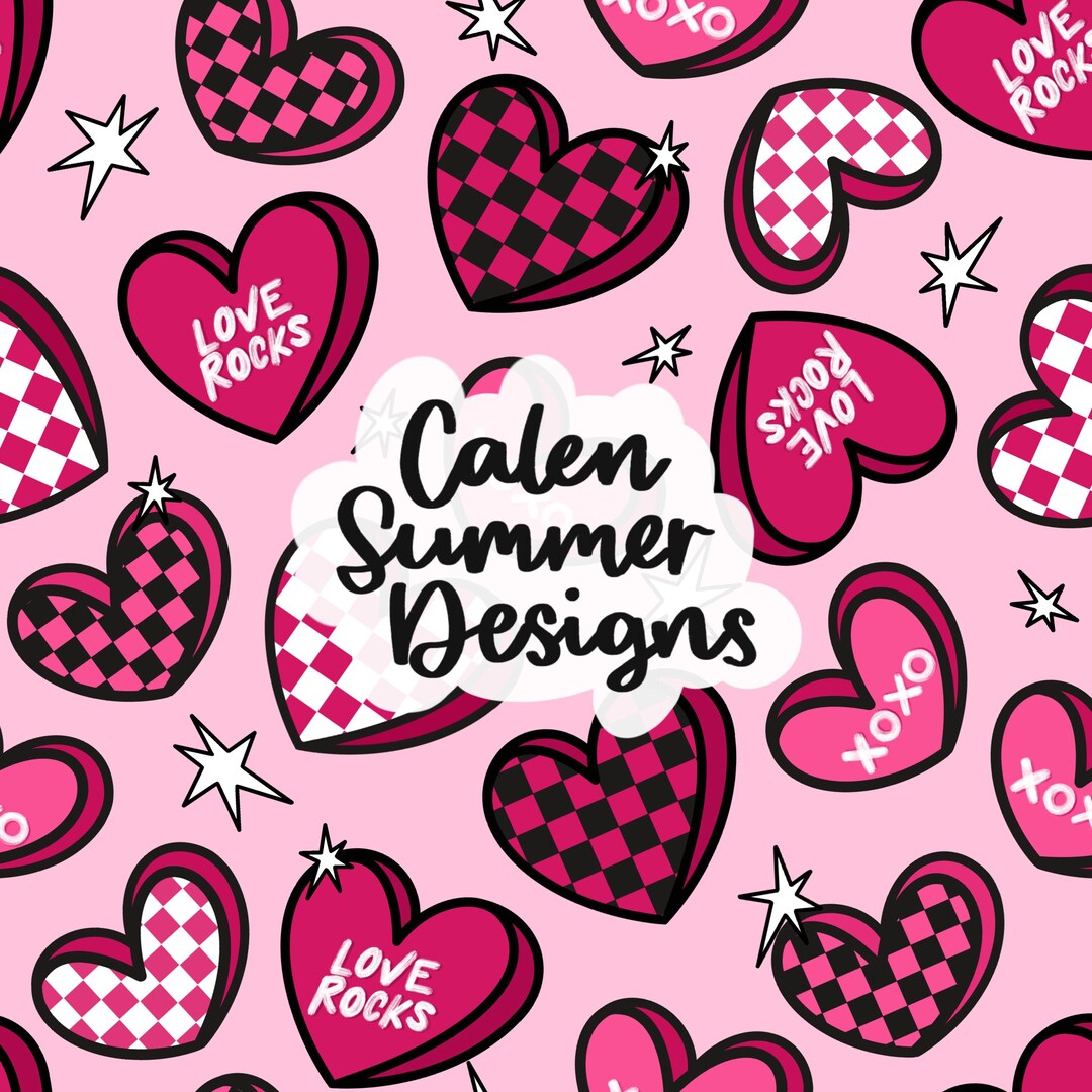 Retro Valentines Candy Hearts Seamless Pattern File for Commercial Use ...